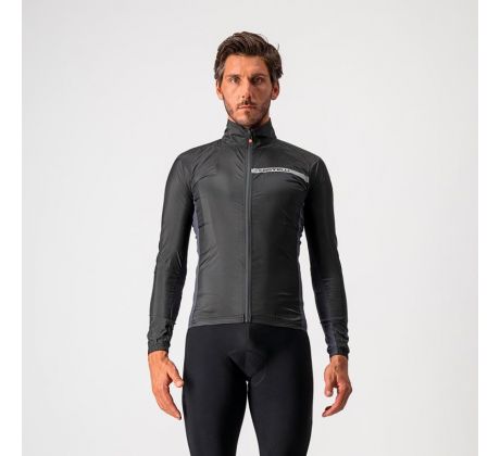 Castelli 21511 SQUADRA STRETCH pánska cyklistická bunda proti vetru a chladu svetlá čierna 085