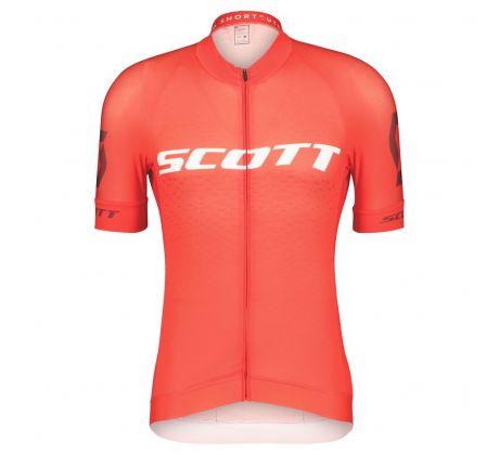 SCOTT RC PRO SS Pánsky cyklistický dres Farba: fiery red/white vrľkosť L